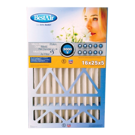 Bestair 16x25x5 Bestair Pleated Air Filter CB1625-13R